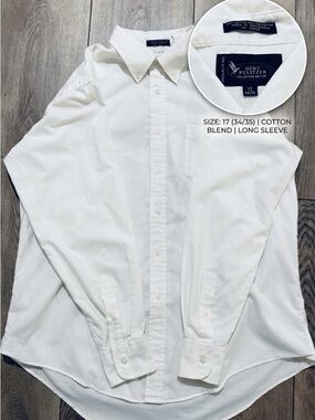 Bert Pulitzer Collectors Edition Men's Dress Shirt White Size 17 34/35